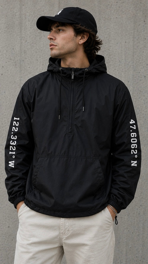 Black "BY WAY" Windbreaker